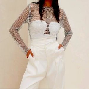 Sheer rhinestone mesh top